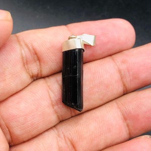 100 % Natural Gemstone Beautiful Black Tourmaline Pendant 925 Sterling Silver Pendant