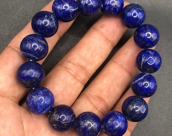 10.6 mm ラピスラズリ ラウンドビーズブレスレット 認定天然最高品質の