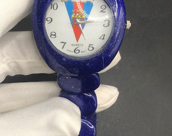 Handmade Lapis Lazuli Watch: Natural Gemstone Healing Jewelry