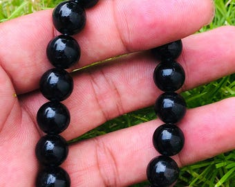 Bracelet en tourmaline noire, protection énergétique, cristal de guérison, perles de 10 mm, bijoux unisexes