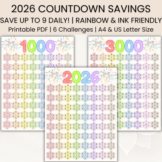 savings challenge 長方形 フラワー Nj_saving Floral Money Saving Challenge Bundle - Start Saving Money Today!