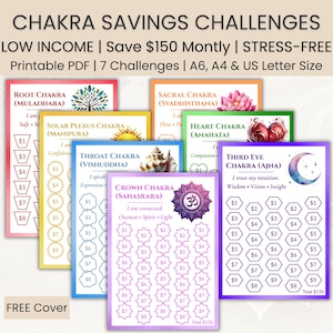 Chakra A6 Savings Challenge Printable | Printable Budget Tracker | Low Income | US Letter, A4 & A6 | A6 Mini Savings | Save 150 Monthly