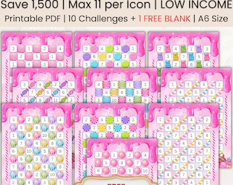 A6 Savings Challenge | Printable Money Tracker | Candy Surprise | Savings Printable | Cash Binder | Low Income | A6 Mini Savings | PDF