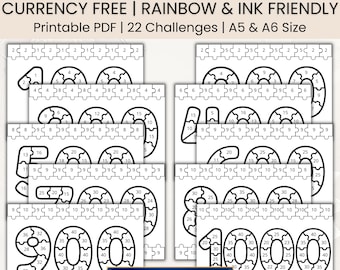 Puzzle Savings Challenge Bundle | 2026 Savings Printable | Rainbow and B&W Tracker | A6 Mini Savings | Low Income | Save 100 to 1000