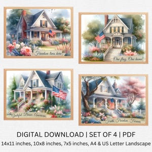 Patriotic Watercolor Wall Art | 4th of July Wall Decor | Independence Day Quote Wall Art | 5 Sizes | July 4th Printable | Digital Download