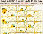 Bee Savings Challenge A6 | Savings Tracker Printable | Mini Savings | Cute Kawaii | Low Income | Micro Savings | Save money | PDF