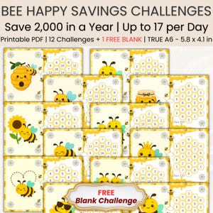 Bee Savings Challenge A6 | Savings Tracker Printable | Mini Savings | Cute Kawaii | Low Income | Micro Savings | Save money | PDF