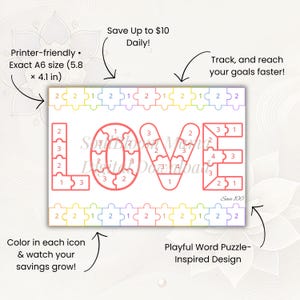 Words Savings Challenge Bundle | Money Tracker | Puzzle | Printable A6 Savings | Cash Binder | A6 Mini Savings | Low Income | PDF image 3