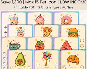 Sweet Kawaii Savings Challenge Bundle | A6 Mini Savings | Low Income | Micro Savings | Savings Tracker Printable | Save money | PDF