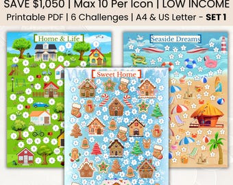 Little homes Savings Challenge | Printable Challenge | Save Money | Money Tracker | Cash Binder | Low Income | A4 US Letter