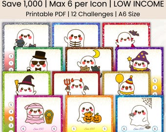 Kawaii Boo Savings Challenge | Savings Tracker Printable | A6 Mini Savings | Micro Savings | Low Income | Save money | Save Money | PDF