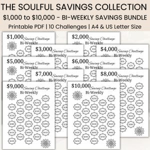 Biweekly Savings Challenge Bundle | Printable Savings Tracker Bundle | Budget Planner | Save 1000 to 10000 | Money Tracker | Low Income