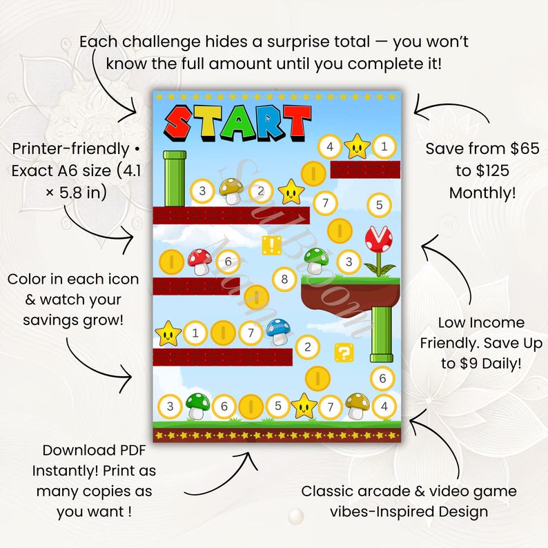 Arcade Savings Challenge | Budget Tracker | Cash Stuffing | Printable ...