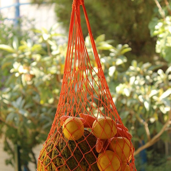 Fishnet Reusable Farmers Bag, Vintage French Net Market Bag, Retro Handmade Grocery Tote, String Shopping Tote,  Eco-Friendly Beach Net Bag