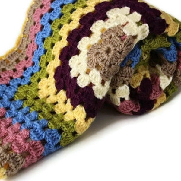 Handmade Crochet Multicolor Blanket For Children Or Your Lap - Travel Blanket - Crib Blanket