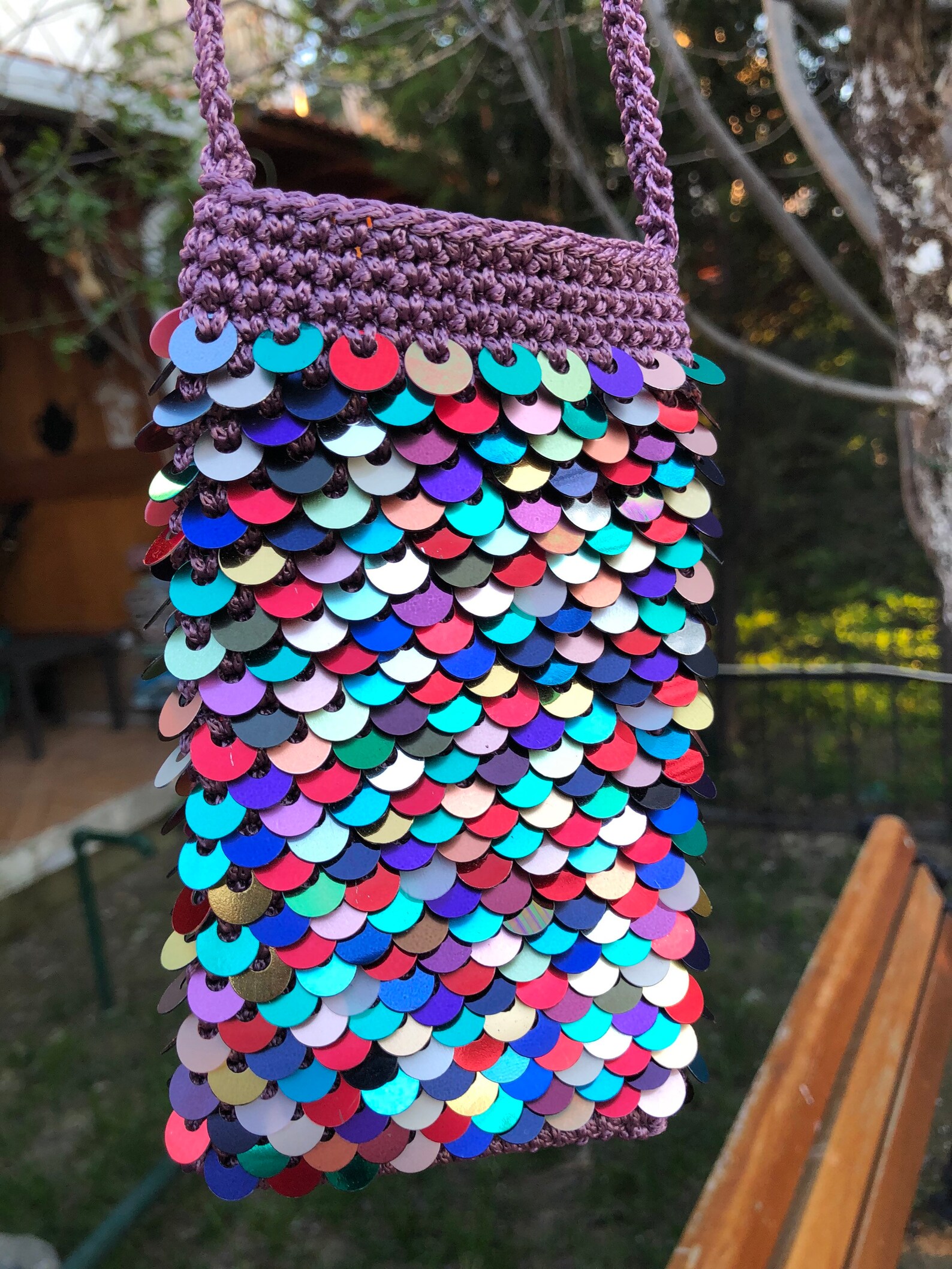Phone Case Cross Body Bag Phone Case With Sequins Crochet Etsy