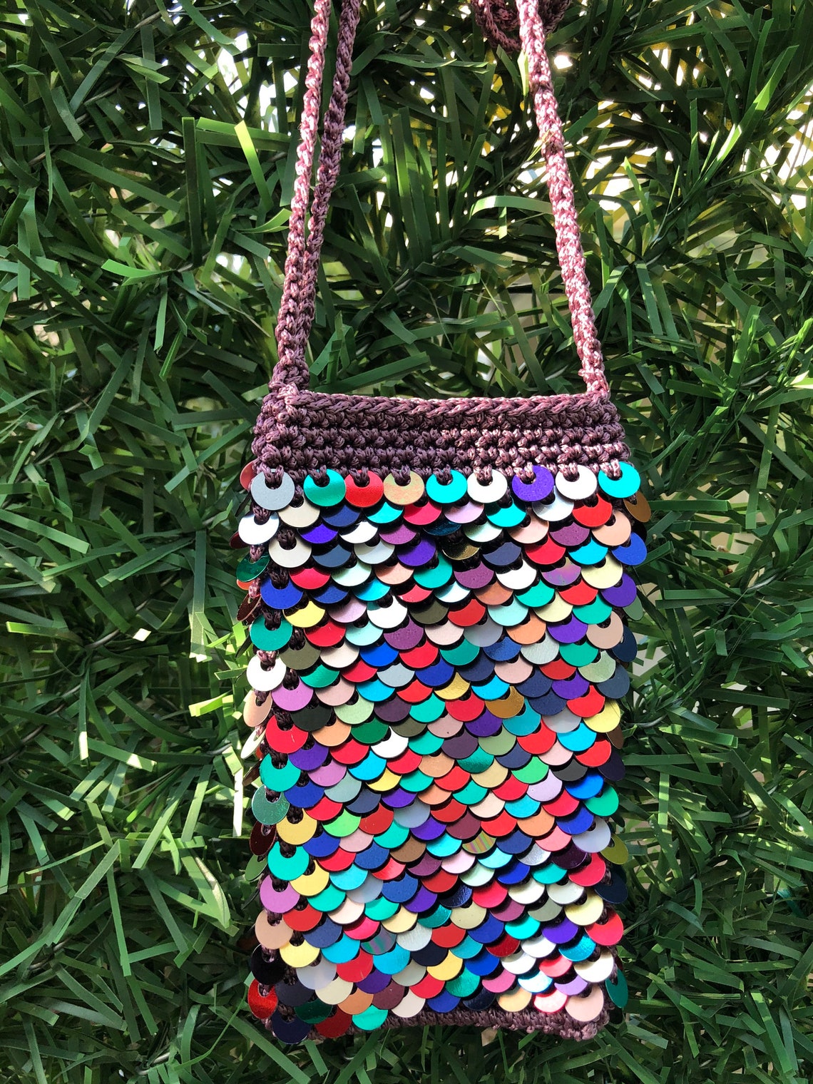 Phone Case Cross Body Bag Phone Case With Sequins Crochet Etsy