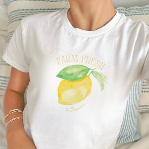 Farm Fresh Lemons Baby Tee | Vintage Fruit Graphic Shirt | Cute Summer Market Tee | Soft Girl Aesthetic Top | Trendy Lemon Tee