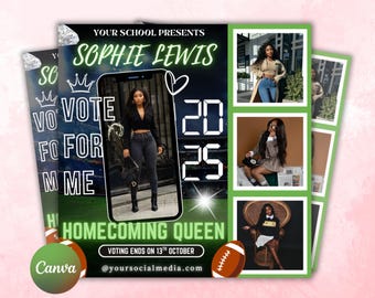 Editable Vote For Me Flyer Template: Homecoming Queen, Class Elections,  HOCO Prom  (Digital Download)