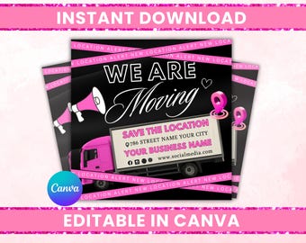 We Have Moved Flyer: New Address Store Location Announcement Editable Canva Template (Digital Download)