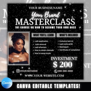 Lash Training Course Flyer: DIY Beauty Class Template (Canva Editable, Digital Download)