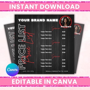 Salon Price List Template: Hair, Nails, Makeup (DIY Canva Template)