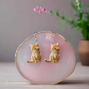 Jose Pilar Adorable Orange Kitten Earrings | Animal Jewelry | Unique Gift for Her | Cat Lover | Cat Earrings | Unique Earrings | Cat Stuff