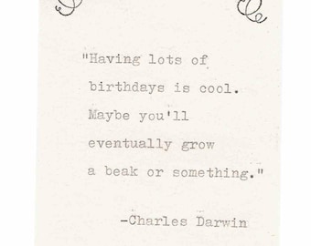 Charles Darwin Misquote Funny Birthday Card | Evolution Humor Natural History Science Nerdy