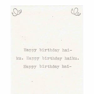 Happy Birthday Haiku Card | Funny Birthday Card Poetry Writer Humor Vintage Typewriter Weird Men Women