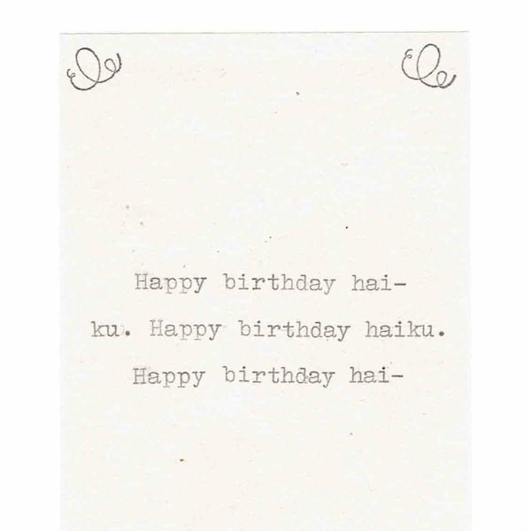 Happy Birthday Haiku Card | Funny Birthday Card Poetry Writer Humor Vintage Typewriter Weird Men Women