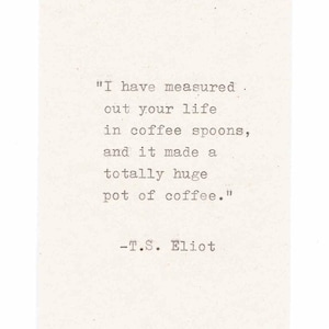 S.T. Carte d'anniversaire drôle de cuillères à café d'Eliot | Prufrock Écriture de poésie Écrivain Littérature anglaise Humour