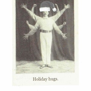 Holiday Hugs Vintage Holiday Card | Funny Christmas Card Funny Holiday Card