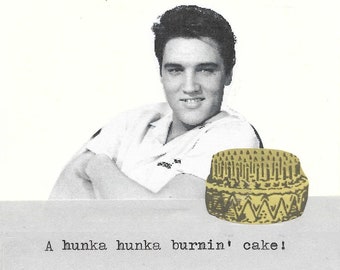 A Hunka Hunka Burnin Cake Elvis Presley Birthday Card | Funny 50's Elvis Birthday Card