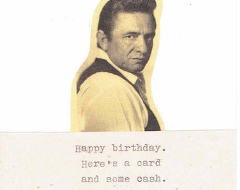 A Card And Some Cash Birthday Card | Funny Vintage Johnny Cash Sarcastic Humor Country Music