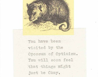 Opossum Of Optimism Funny Opossum Card | Funny Encouragement Hang In There Thinking Of You Card