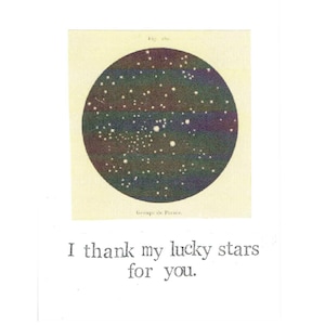 Je remercie ma carte Lucky Stars For You (fr) Nerdy Valentine's Day Science Astronomy Constellation Vintage Anniversaire Amour