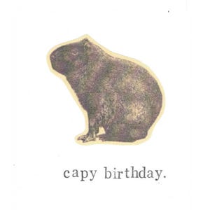 Capy Birthday Funny Capybara Card | Vintage Animal Humor Guinea Pig Rodent Nerdy Pun Happy Birthday Men Dad Weird Hipster Rustic For Him