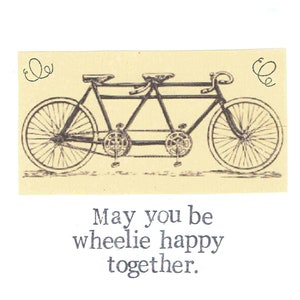 Carte de mariage Wheelie Happy Together à vélo tandem | Carte de fiançailles drôle Félicitations mariage vintage Humour de vélo