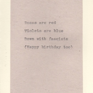Carte d'anniversaire À bas les fascistes | Humour politique militant politique drôle