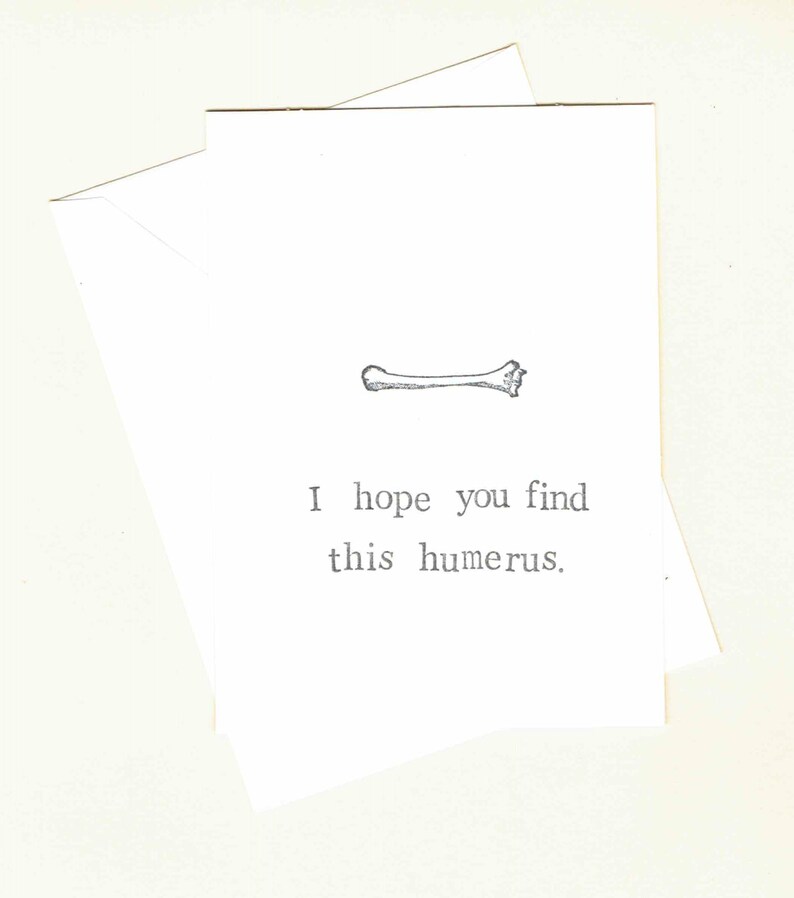 Find This Humerus Card Funny Skeleton Anatomy Science Medical Humor Bones Gothic Birthday Pun Nerdy Graduation Weird Halloween Card image 2