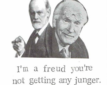 Freud Jung Birthday Card | Funny Psychology Happy Birthday Psychoanalysis Counsellor Therapist Aging Humor