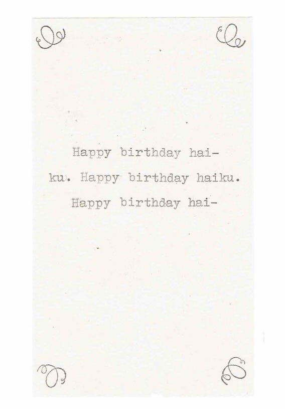 Carte De Joyeux Anniversaire Haiku Drole Danniversaire Etsy