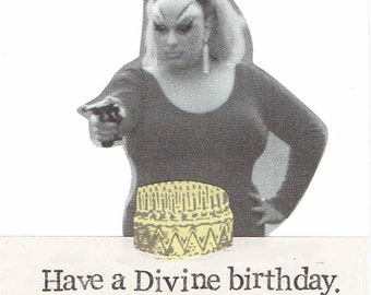 Have A Divine Birthday Card | Funny Divine Drag Queen Birthday Card Pink Flamingos Humor