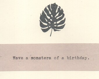 Have A Monstera Of A Birthday Funny Birthday Card | Gardening House Plant Lover Humor Botany Pun Green Thumb