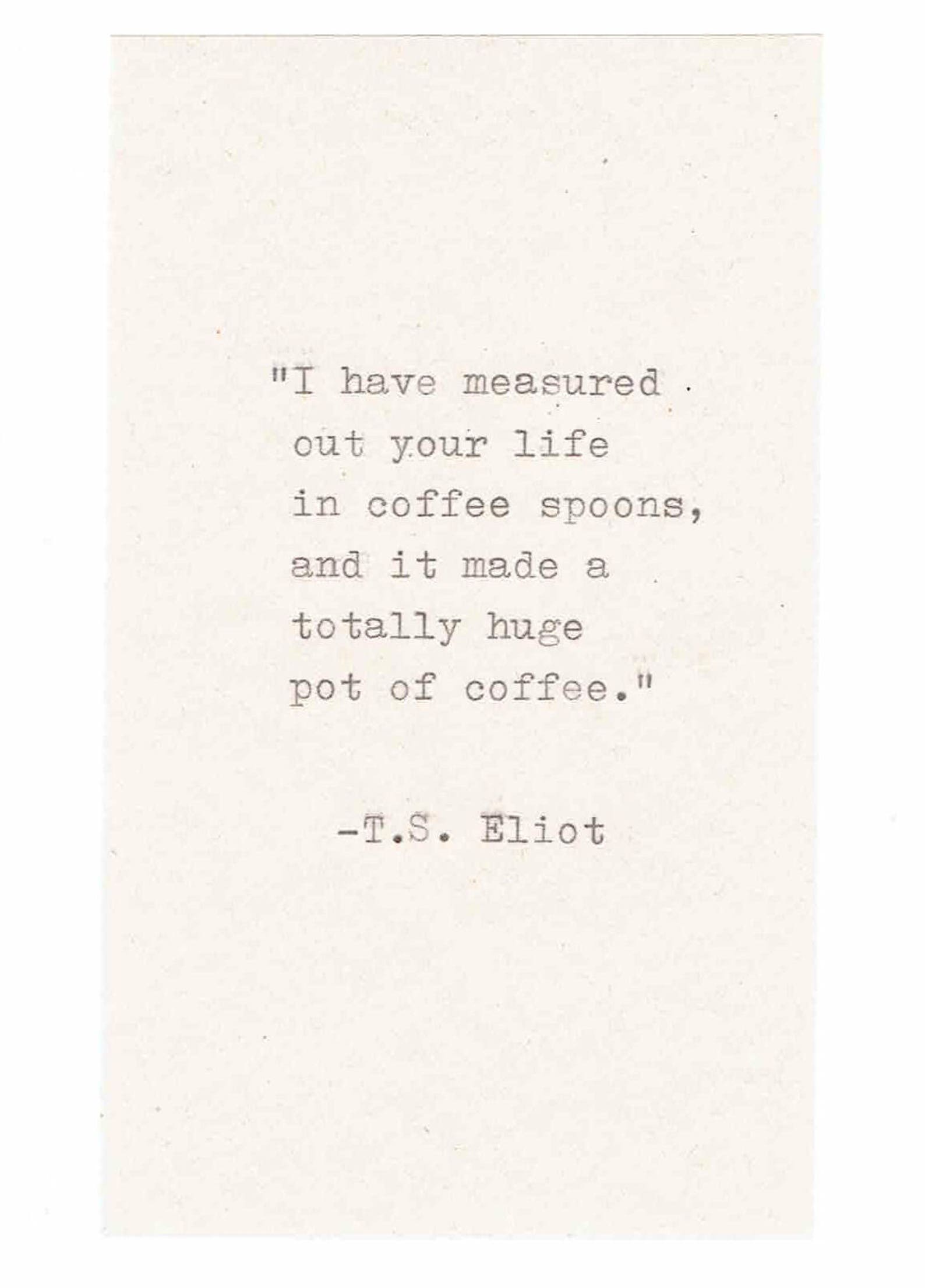 T.S. Eliot Coffee Spoons Funny Birthday Card Prufrock Poetry Etsy Canada