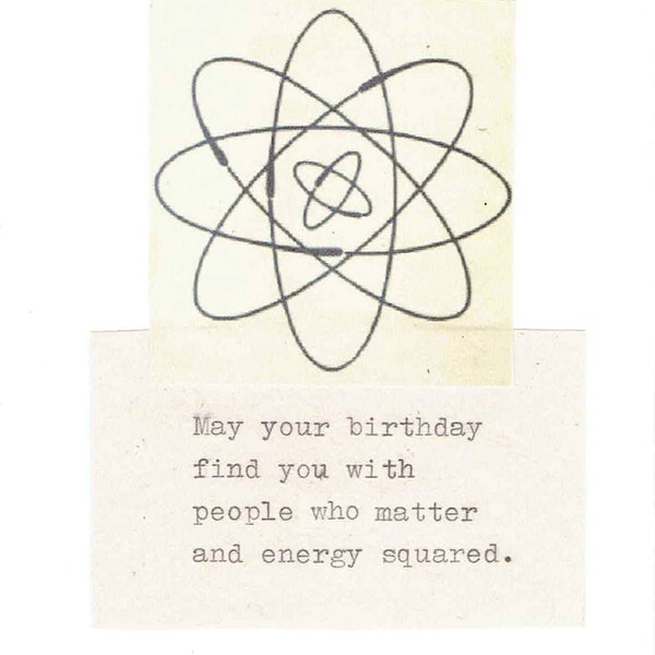 Energy Squared Funny Physics Birthday Card | Vintage Science Humor Physics Pun Atomic Geek Nerdy Typed Happy Birthday Men Women