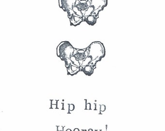 Hip Hip Hooray Card | Funny Skeleton Happy Halloween Medical School Graduation Humor Science Pun Congratulations Gothic Doctor Gift Nurse
