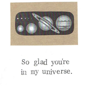 Heureux que vous soyez dans mon univers | Planètes Espace Astronomie Carte drôle de Saint-Valentin Science Humour