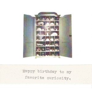 Carte d'anniversaire de curiosité préférée | Carte d'anniversaire amusante Cabinet de curiosités Histoire naturelle Humour