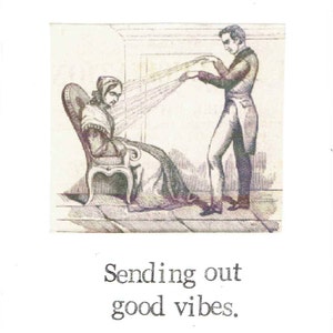 Envoi vintage de bonnes vibrations d'hypnose | Drôle de guérison Humour étrange Je pense à vous